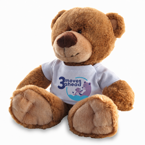 Teddy bear with the 3 Moves Ahead logo